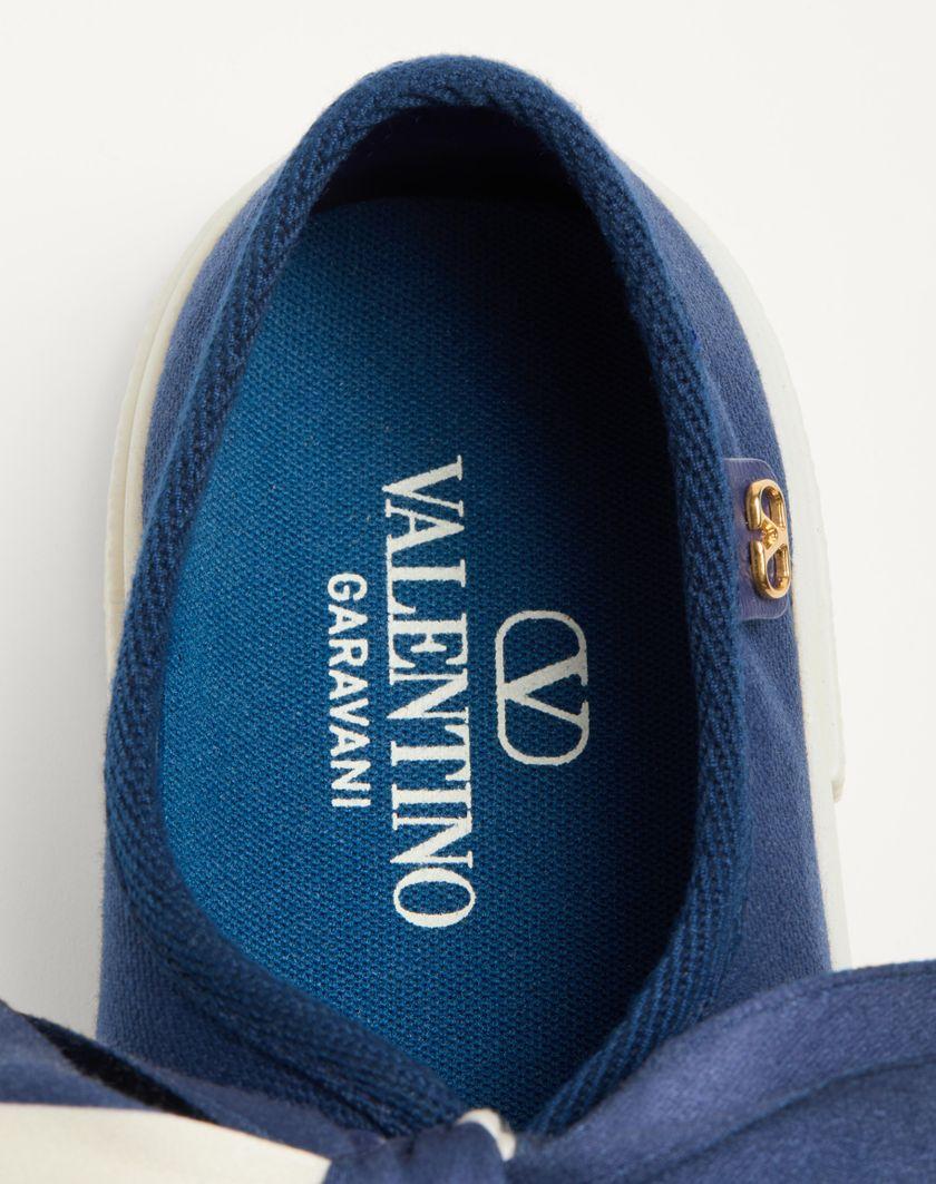 Valentino Handbags Sneaker Ballerina Bay By Bay In Canvas per Donna in Blu/avorio | Valentino IT Ultimi tre giorni