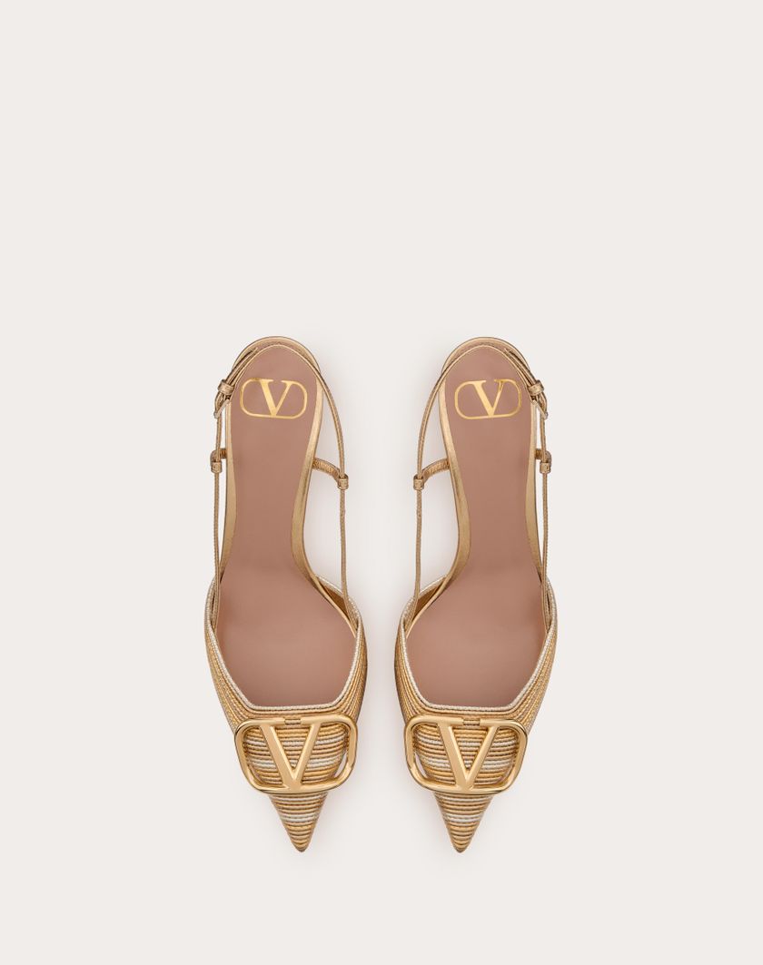 Valentino Handbags Décolleté Slingback Vlogo Signature Metalizzato Con Ricamo Cornely 80mm per Donna in Oro | Valentino IT Offerta speciale della fabbrica