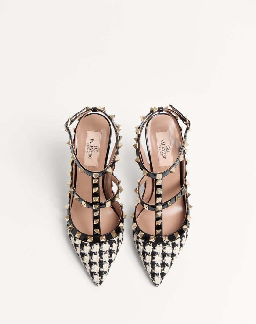 Valentino Handbags Décolleté Rockstud In Tessuto Pied-de-poule 100mm per Donna in Avorio/nero | Valentino IT Enormi sconti