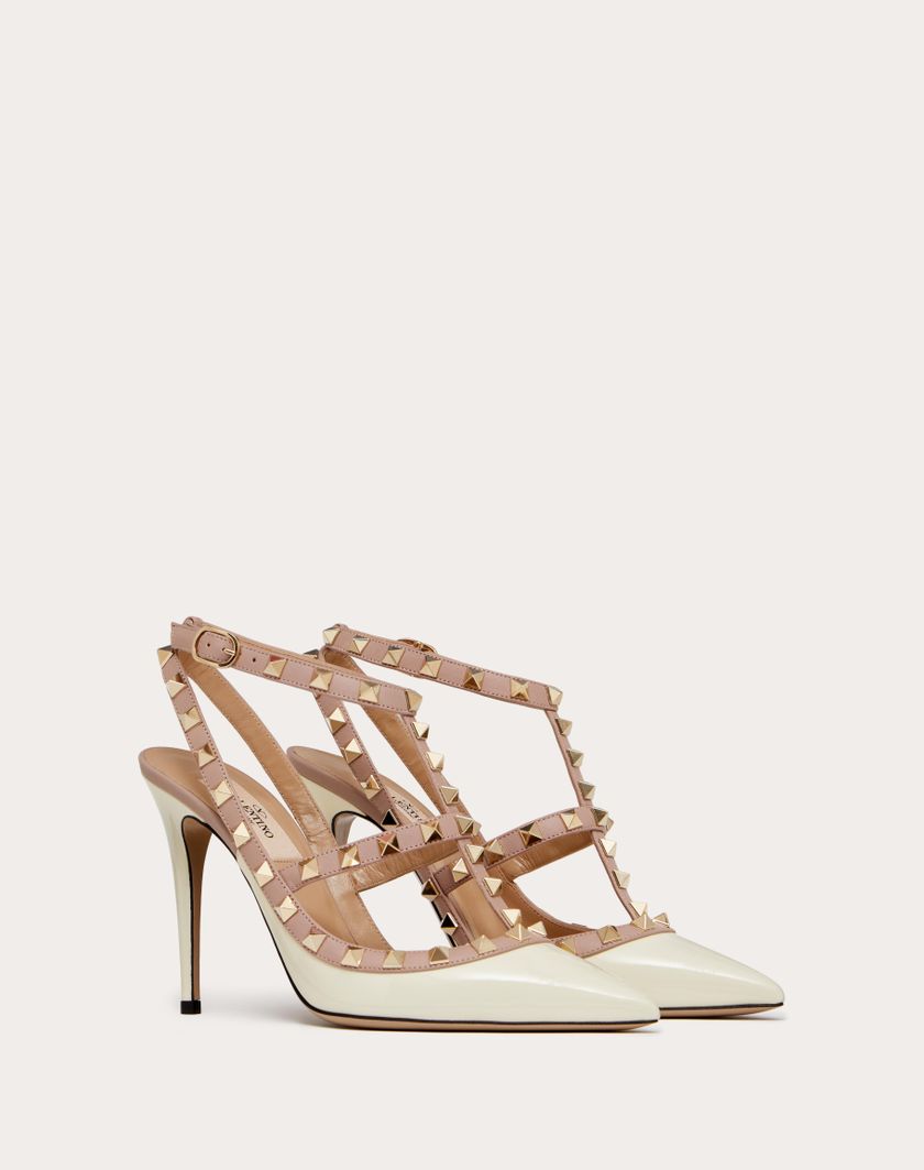 Valentino Handbags Décolleté Rockstud In Vernice Con Cinturini 100mm per Donna in Poudre | Valentino IT 50% di sconto con spedizione gratuita