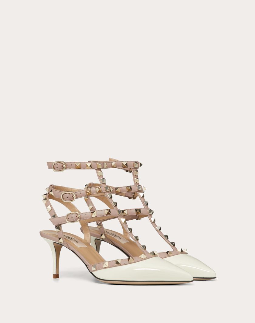 Valentino Handbags Décolleté Rockstud Con Cinturini 65mm per Donna in Poudre | Valentino IT Officina