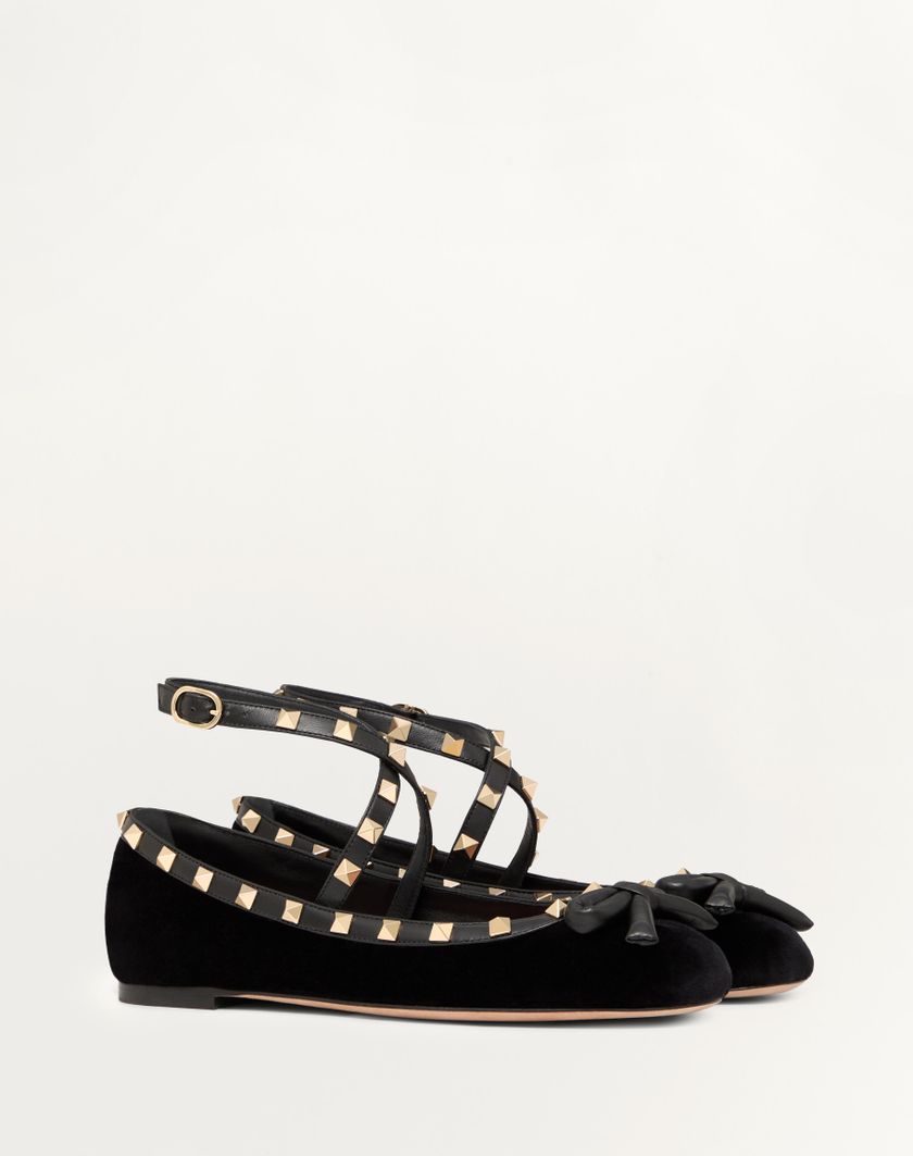 Valentino Handbags Ballerina Rockstud In Velluto per Donna in Lip | Valentino IT Sconti questo mese