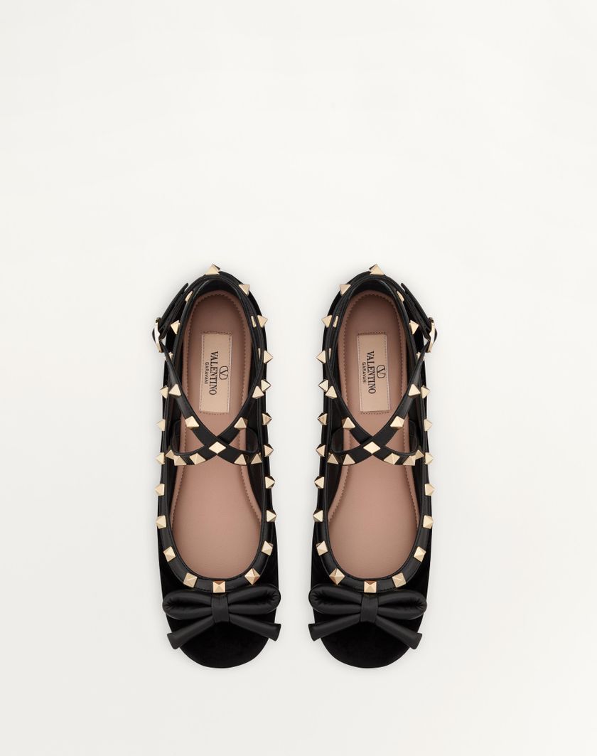 Valentino Handbags Ballerina Rockstud In Velluto per Donna in Lip | Valentino IT Sconti questo mese