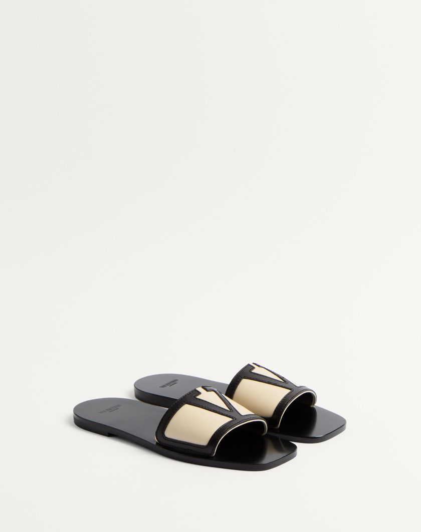 Valentino Handbags Sandalo Slide Viva Superstar In Nappa per Donna in Burro/nero | Valentino IT Pezzi Unici