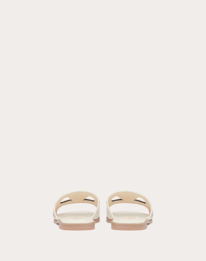 Valentino Handbags Sandalo Slide Vlogo Cut-out In Vitello per Donna in Azzurro/antique Brass | Valentino IT Acquista Ora