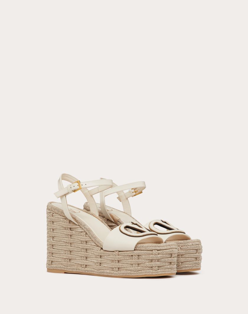 Valentino Handbags Sandalo Zeppa Vlogo Cut-out In Vitello 110mm per Donna in Avorio/antique Brass | Valentino IT Sottocosto
