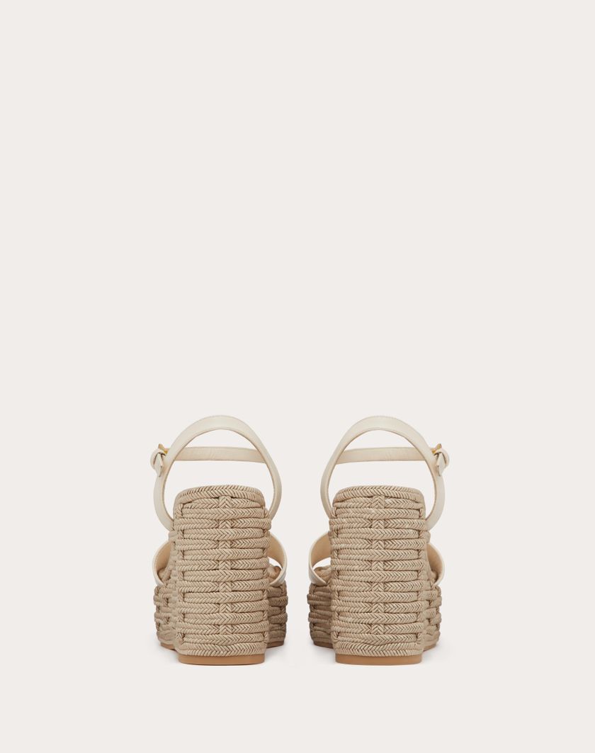 Valentino Handbags Sandalo Zeppa Vlogo Cut-out In Vitello 110mm per Donna in Avorio/antique Brass | Valentino IT Sottocosto