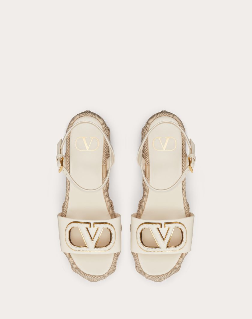 Valentino Handbags Sandalo Zeppa Vlogo Cut-out In Vitello 110mm per Donna in Avorio/antique Brass | Valentino IT Sottocosto