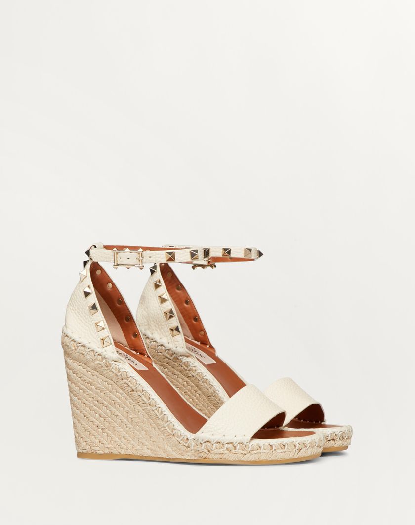 Valentino Handbags Sandalo Zeppa Rockstud Double In Vitello Granato 105mm per Donna in Poudre | Valentino IT Convenienza