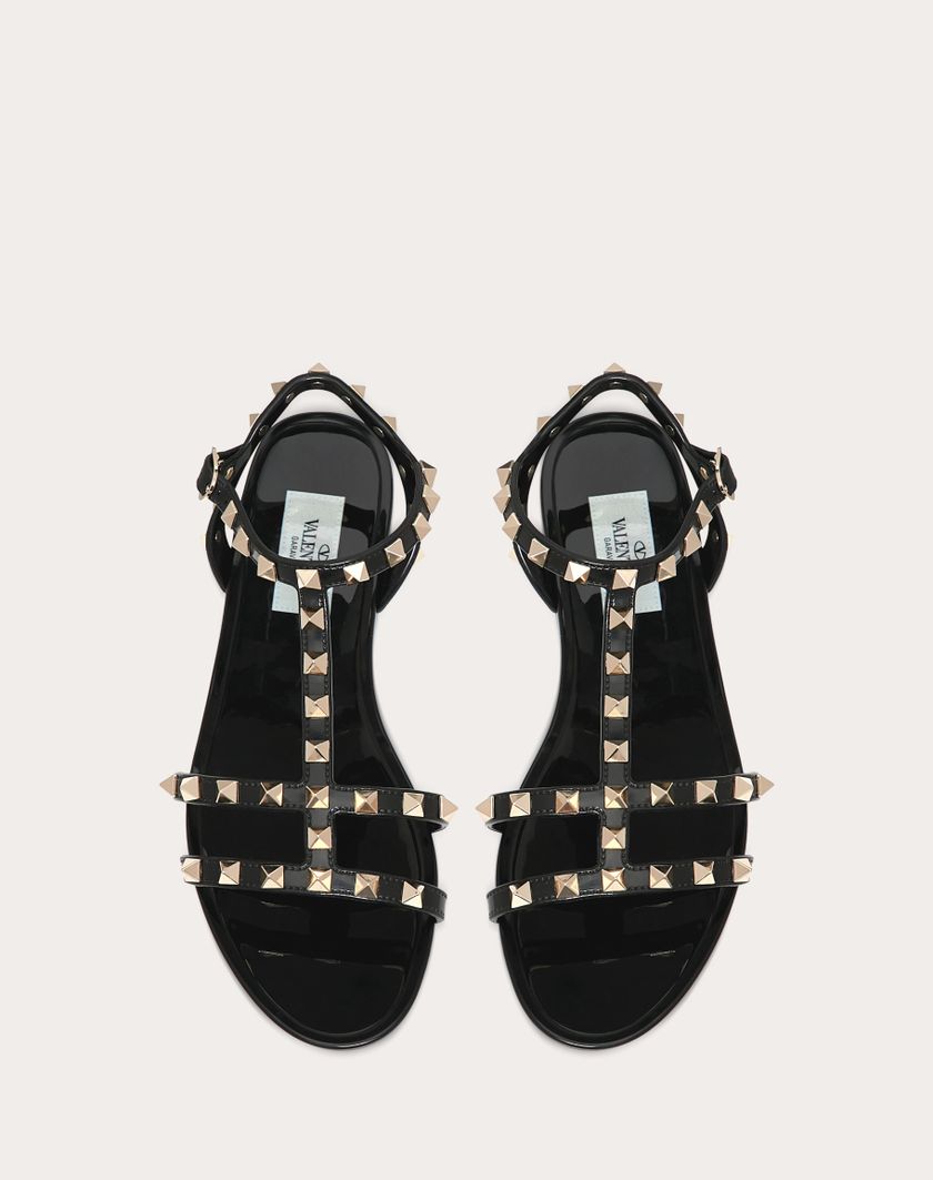 Valentino Handbags Sandalo Basso Rockstud In Gomma per Donna in Poudre | Valentino IT Economico