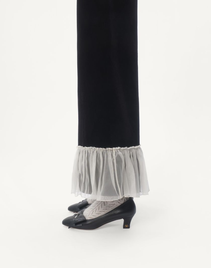Valentino Handbags Pantaloni In Cotton Velvet per Donna in Nero/avorio | Valentino IT In Vendita