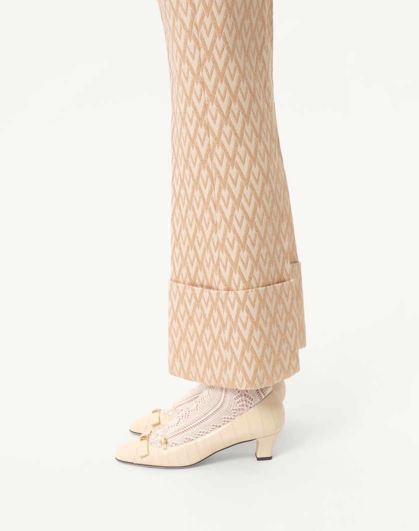 Valentino Handbags Pantaloni In Lurex Jacquard Toute La V per Donna in Betulla/oro | Valentino IT Offerte