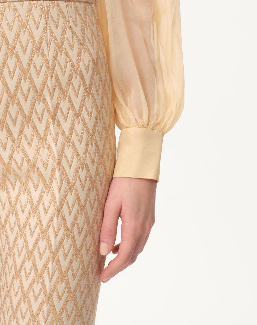 Valentino Handbags Pantaloni In Lurex Jacquard Toute La V per Donna in Betulla/oro | Valentino IT Offerte