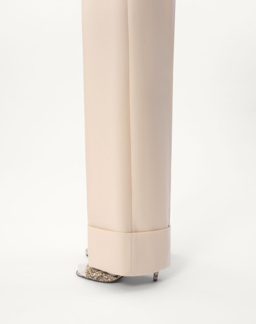 Valentino Handbags Pantaloni In Diagonal Dry Wool per Donna in Avorio | Valentino IT Hotsell