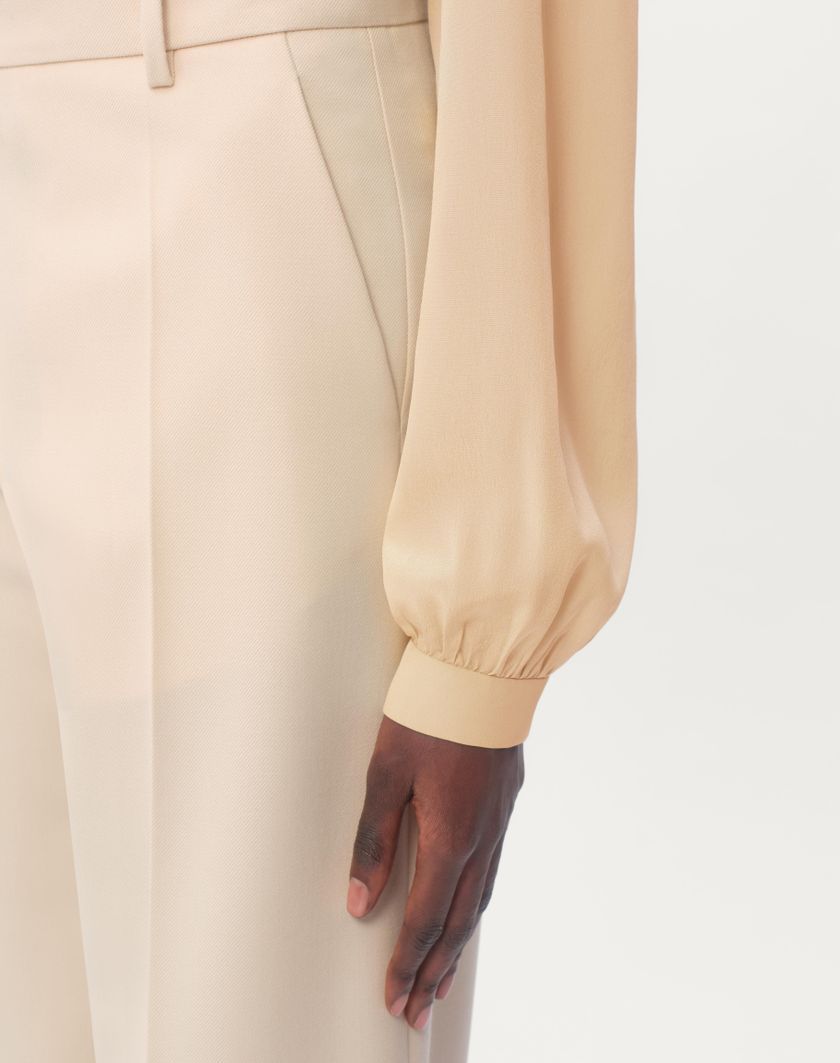 Valentino Handbags Pantaloni In Diagonal Dry Wool per Donna in Avorio | Valentino IT Hotsell