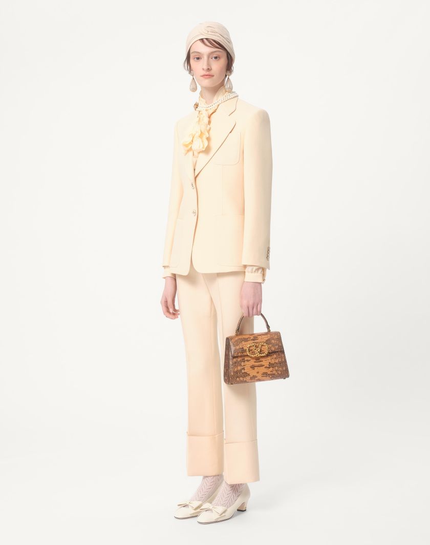 Valentino Handbags Pantalone In Crepe Couture per Donna in Avorio | Valentino IT Vendita Calda