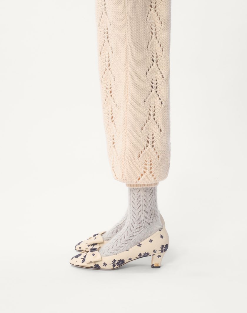 Valentino Handbags Pantaloni Di Maglia In Lana per Donna in Avorio | Valentino IT Vendita Economica