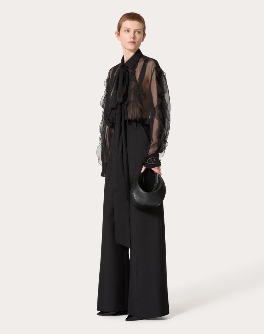Valentino Handbags Pantalone In Double Compact Drill per Donna in Nero | Valentino IT Saldi Di Fabbrica