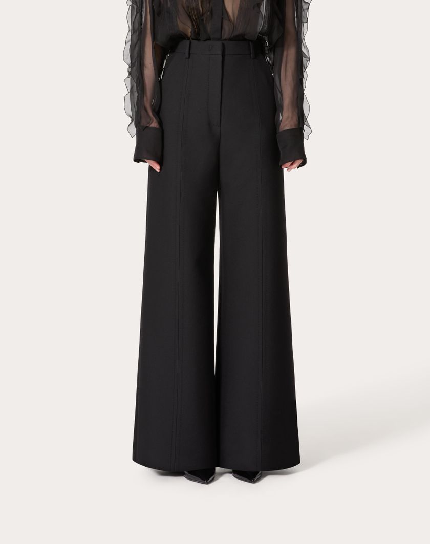 Valentino Handbags Pantalone In Double Compact Drill per Donna in Nero | Valentino IT Saldi Di Fabbrica