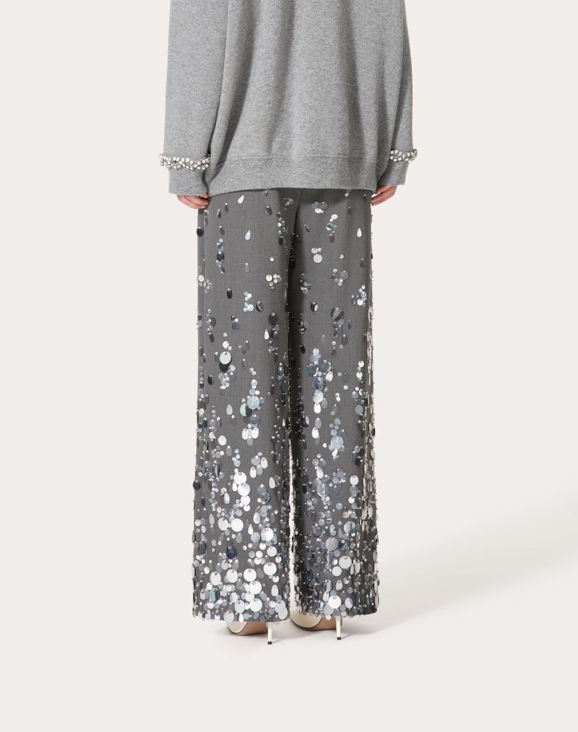 Valentino Handbags Pantaloni In Active Gabardine Ricamati per Donna in Grigio | Valentino IT I Più Venduti