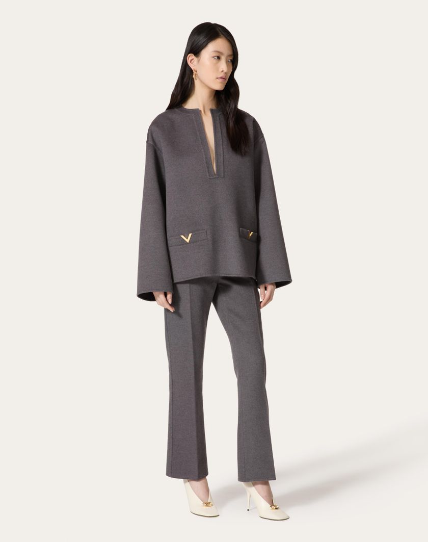 Valentino Handbags Pantaloni In Compact Drap per Donna in Grigio Scuro | Valentino IT Vendite Flash