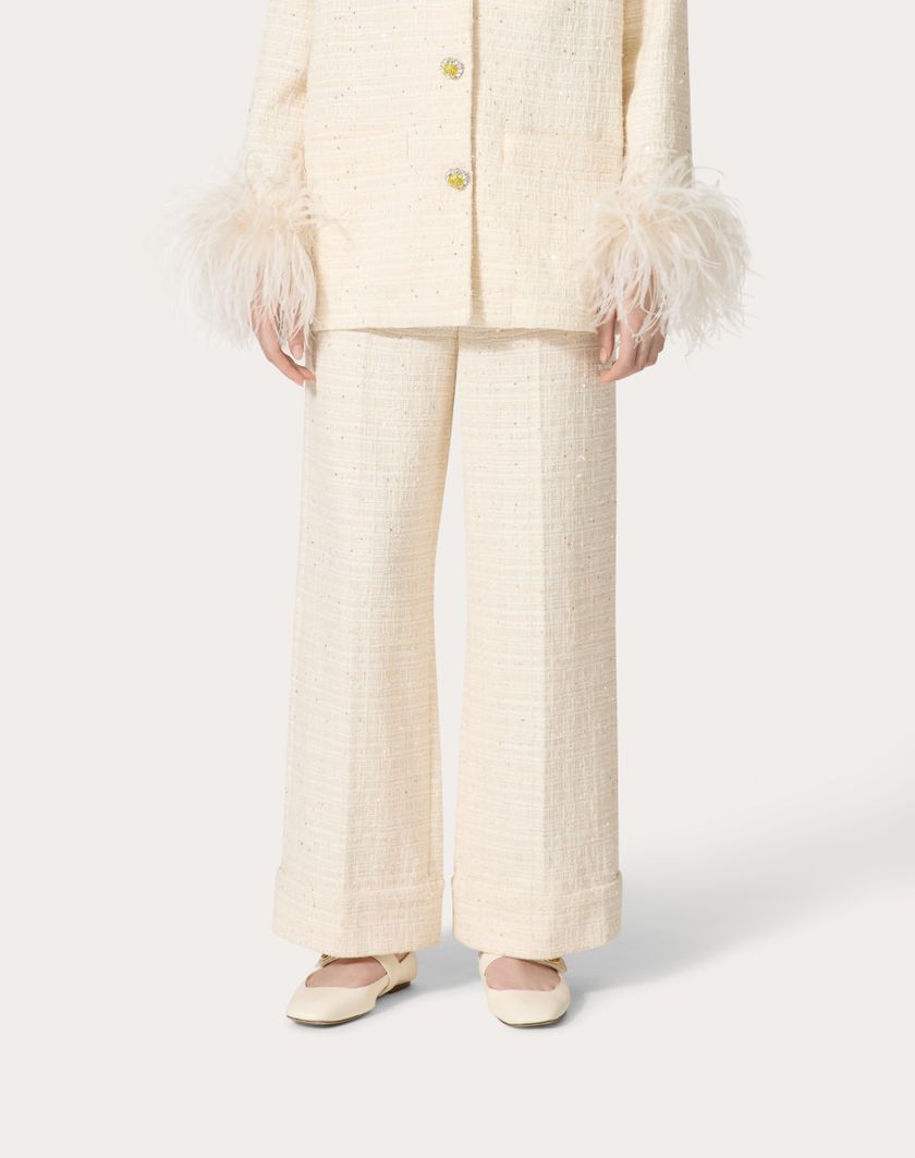 Valentino Handbags Pantaloni In Delicate Tweed per Donna in Naturale | Valentino IT In Saldo