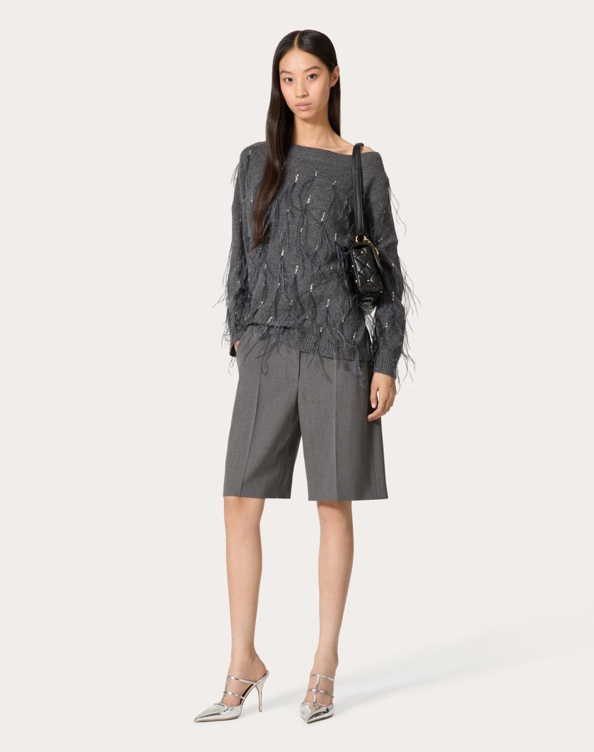 Valentino Handbags Bermuda In Active Gabardine per Donna in Grigio | Valentino IT Offerta speciale