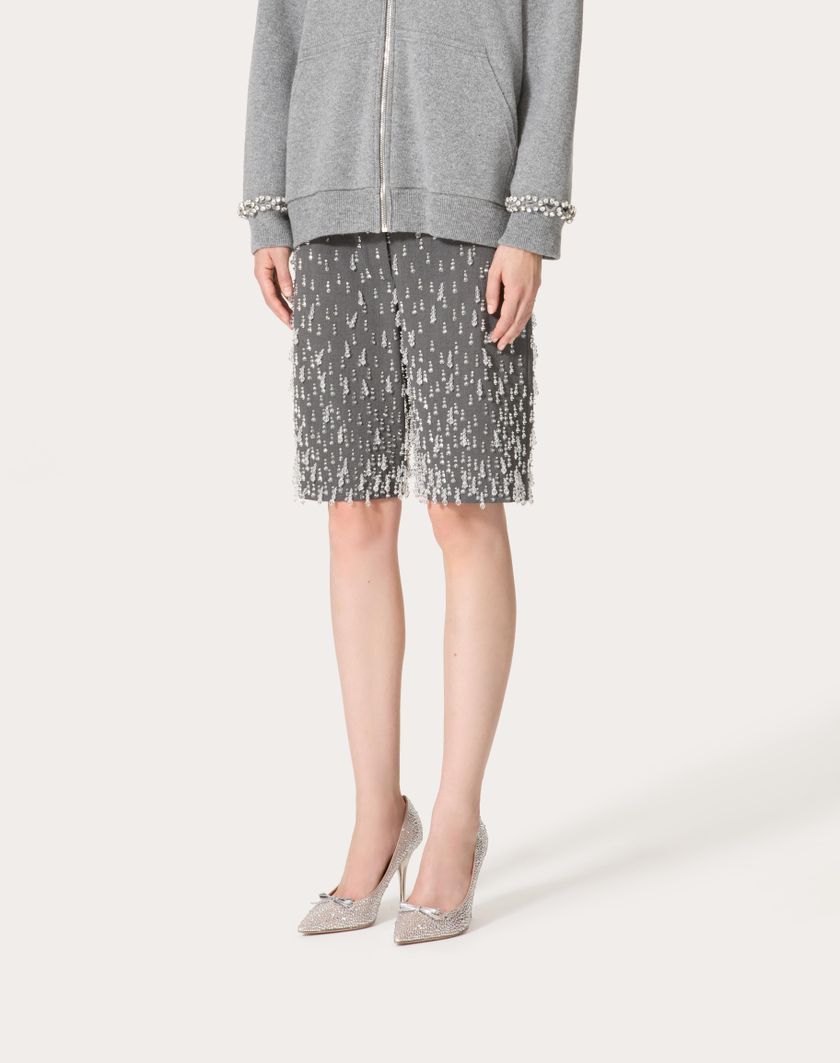 Valentino Handbags Bermuda In Active Gabardine Ricamati per Donna in Grigio | Valentino IT Comprare a buon mercato