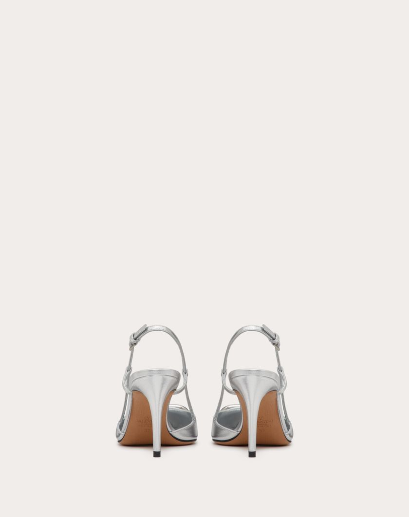 Valentino Handbags Décolleté Slingback Vlogo Signature In Nappa Laminata 80mm per Donna in Silver | Valentino IT Shopping online