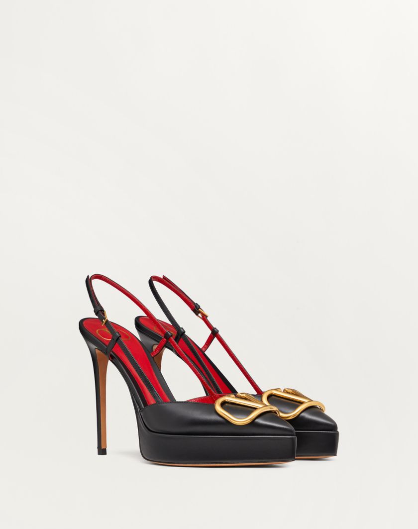 Valentino Handbags Décolleté Slingback Con Plateau Vlogo Signature In Vitello 120mm per Donna in Poudre | Valentino IT Vendita calda