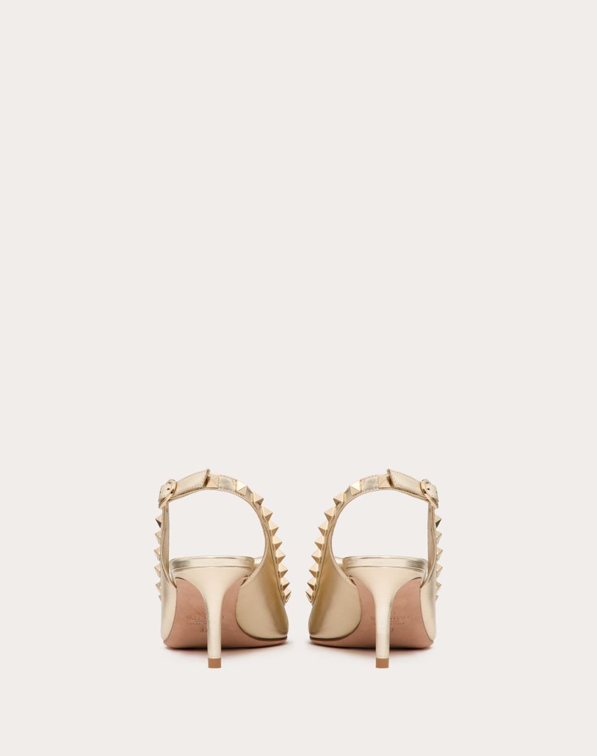 Valentino Handbags Décolleté Slingback Rockstud Bow In Nappa Laminata E Borchie In Tono 60mm per Donna in Platino | Valentino IT Latest fashion