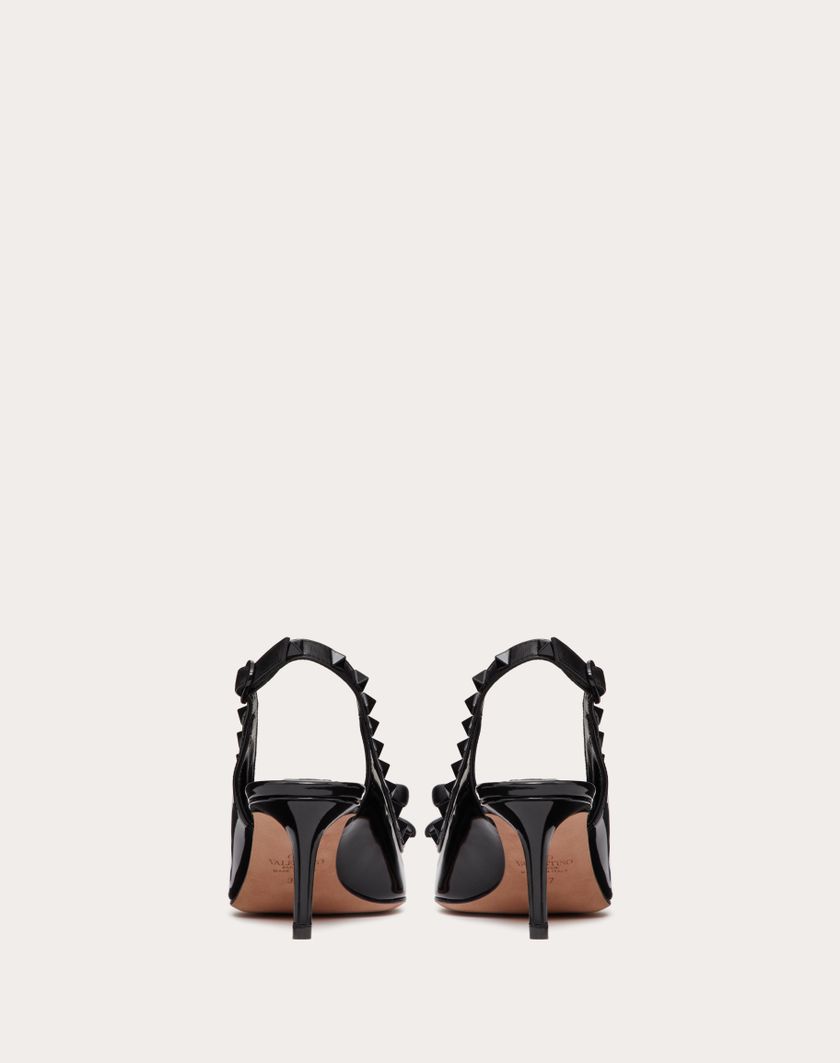 Valentino Handbags Décolleté Slingback Rockstud Bow In Vernice E Borchie In Tono 60mm per Donna in Nero | Valentino IT Online Outlet