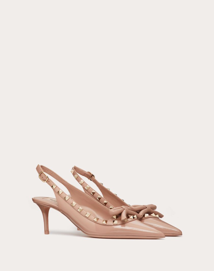 Valentino Handbags Décolleté Slingback Rockstud Bow In Vernice 60mm per Donna in Rose Cannelle | Valentino IT Offerta temporanea