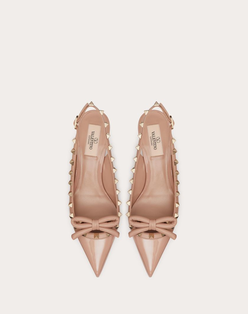 Valentino Handbags Décolleté Slingback Rockstud Bow In Vernice 60mm per Donna in Rose Cannelle | Valentino IT Offerta temporanea