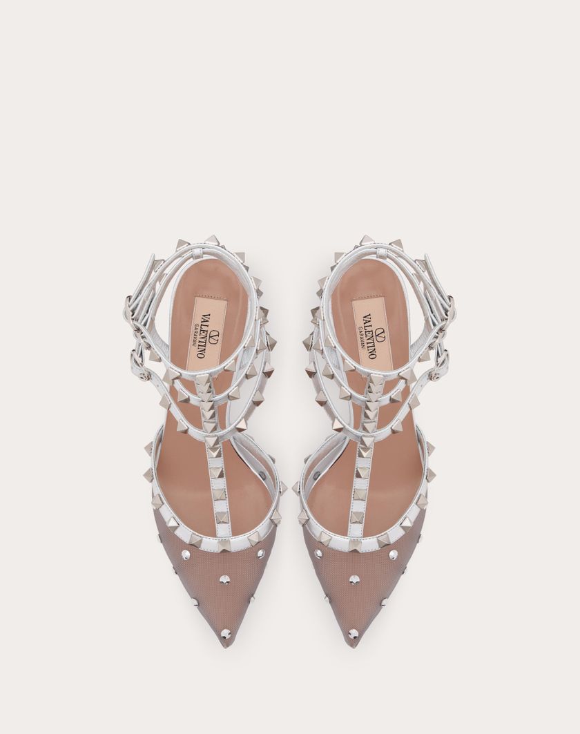 Valentino Handbags Décolleté Rockstud In Rete Con Cristalli E Cinturini 65mm per Donna in Pastel Grey/silver | Valentino IT Offerte esclusive