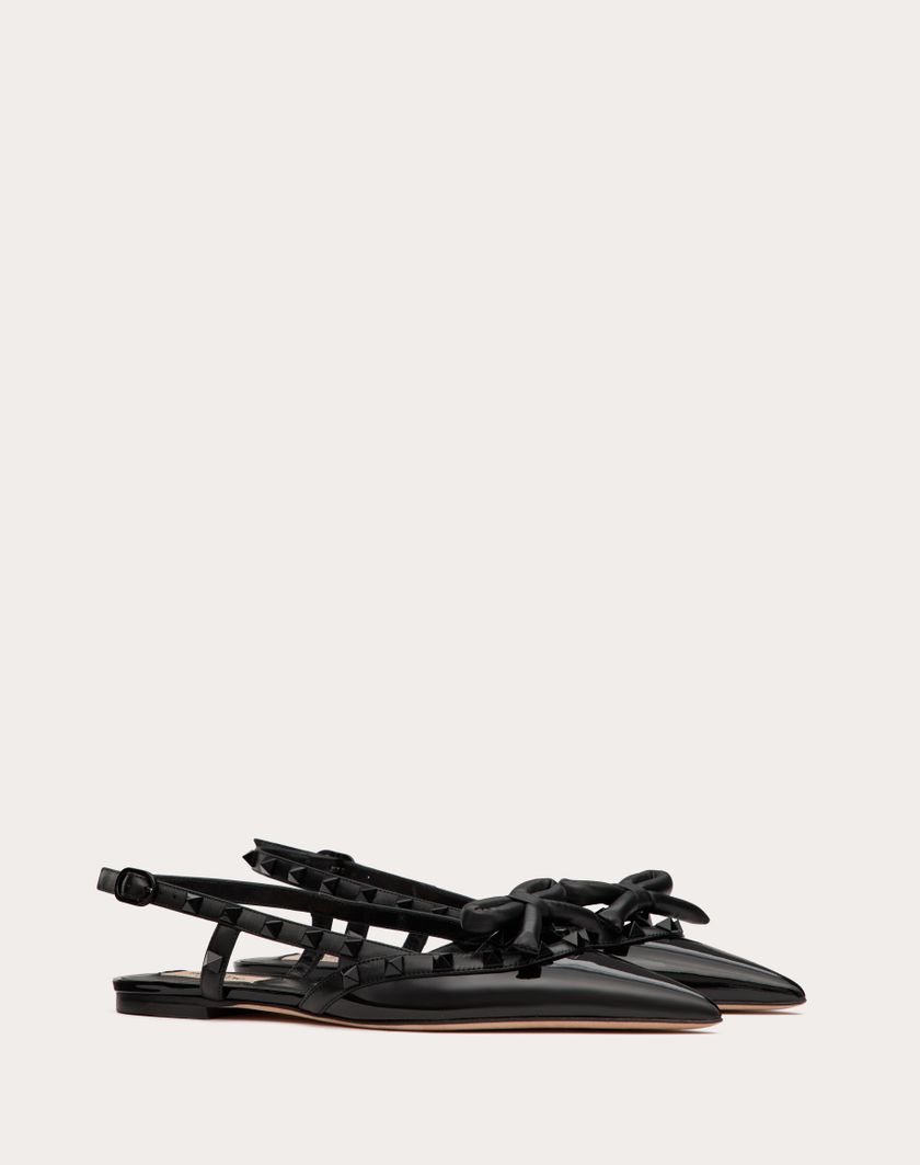 Valentino Handbags Ballerina Slingback Rockstud Bow In Vernice E Borchie In Tono per Donna in Nero | Valentino IT Lightning offer
