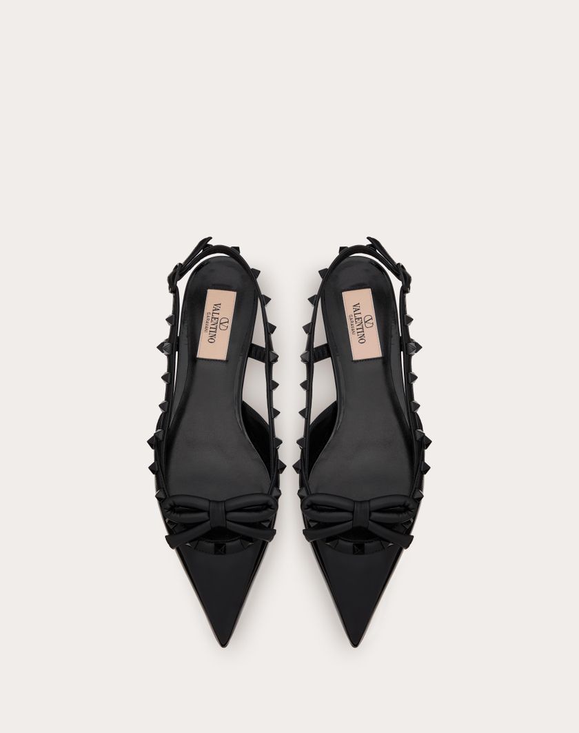 Valentino Handbags Ballerina Slingback Rockstud Bow In Vernice E Borchie In Tono per Donna in Nero | Valentino IT Lightning offer