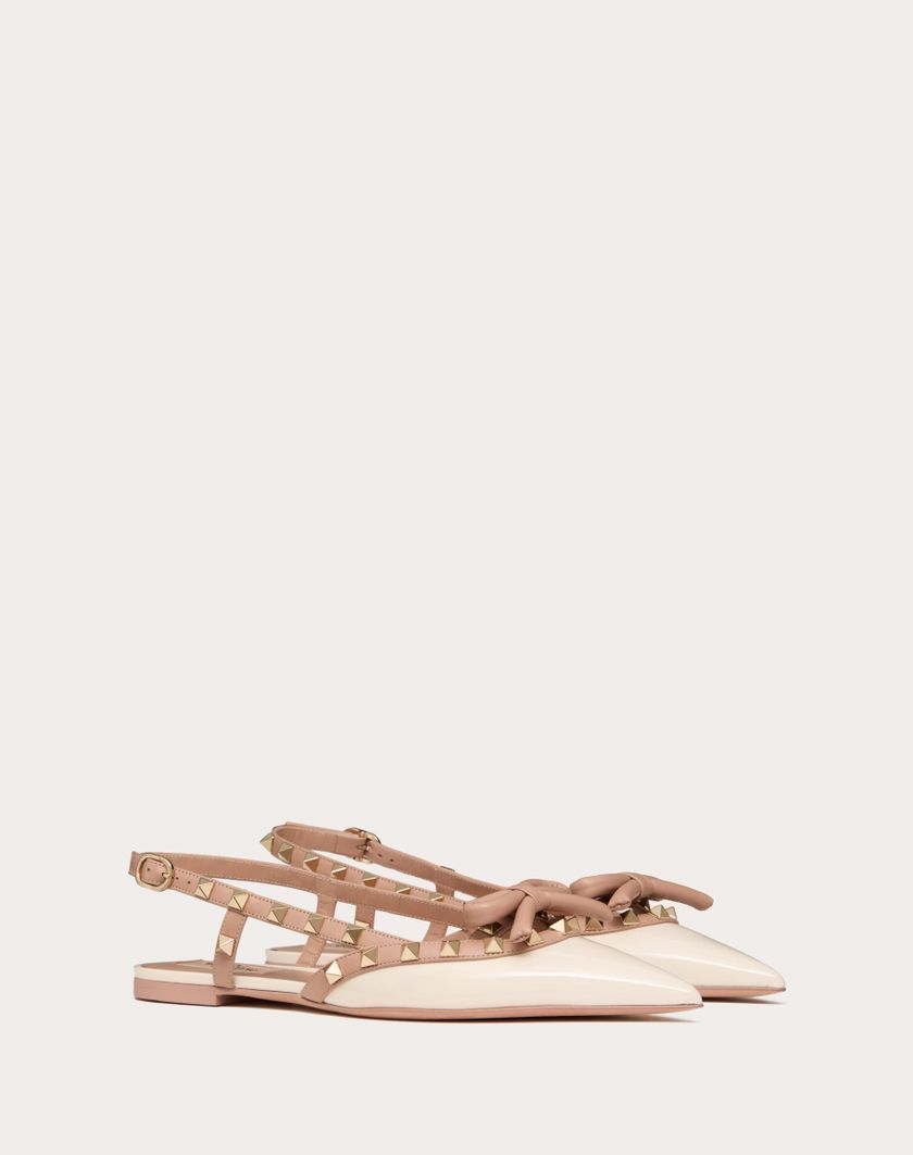 Valentino Handbags Ballerina Slingback Rockstud Bow In Vernice per Donna in Rose Cannelle | Valentino IT Grandi sconti