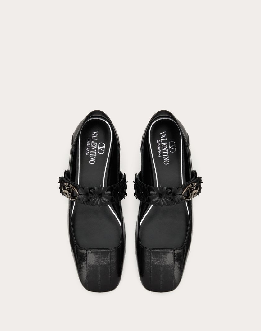 Valentino Handbags Ballerina Mary-jane Vlogo Locker In Anguilla Con Applicazione Di Fiori per Donna in Nero | Valentino IT Sconti VIP