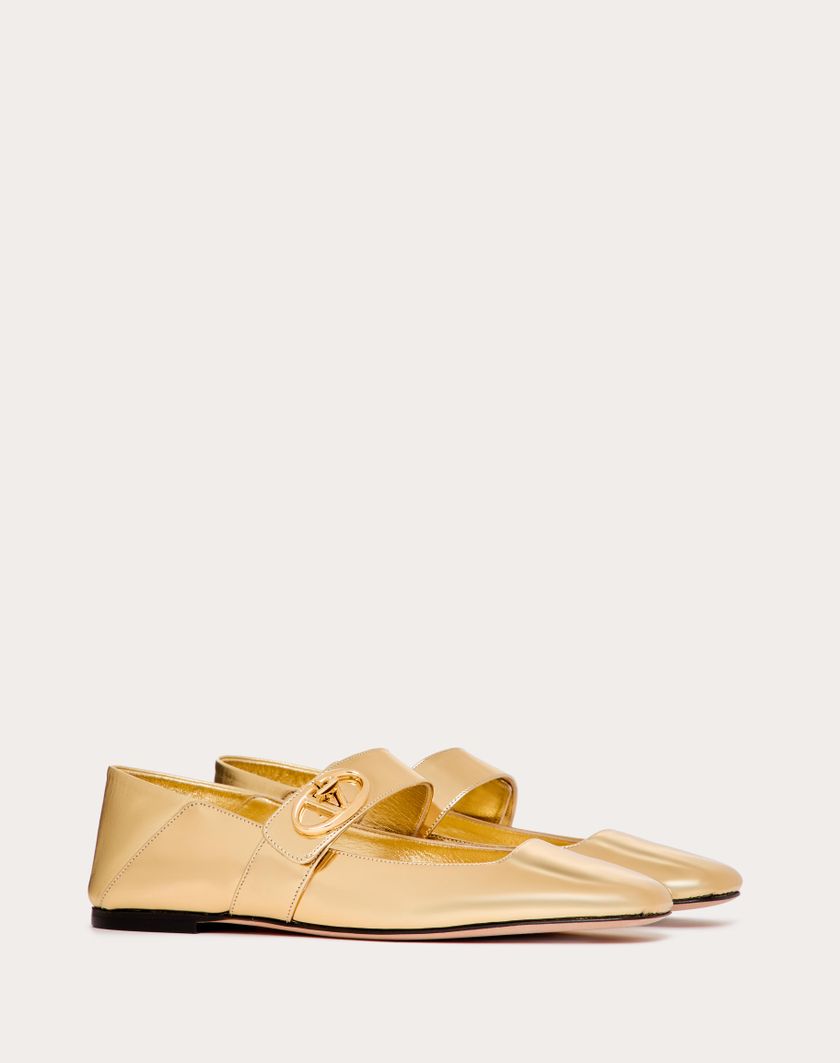 Valentino Handbags Ballerina Mary-jane Vlogo Locker In Vitello Specchio per Donna in Oro | Valentino IT Prezzo basso