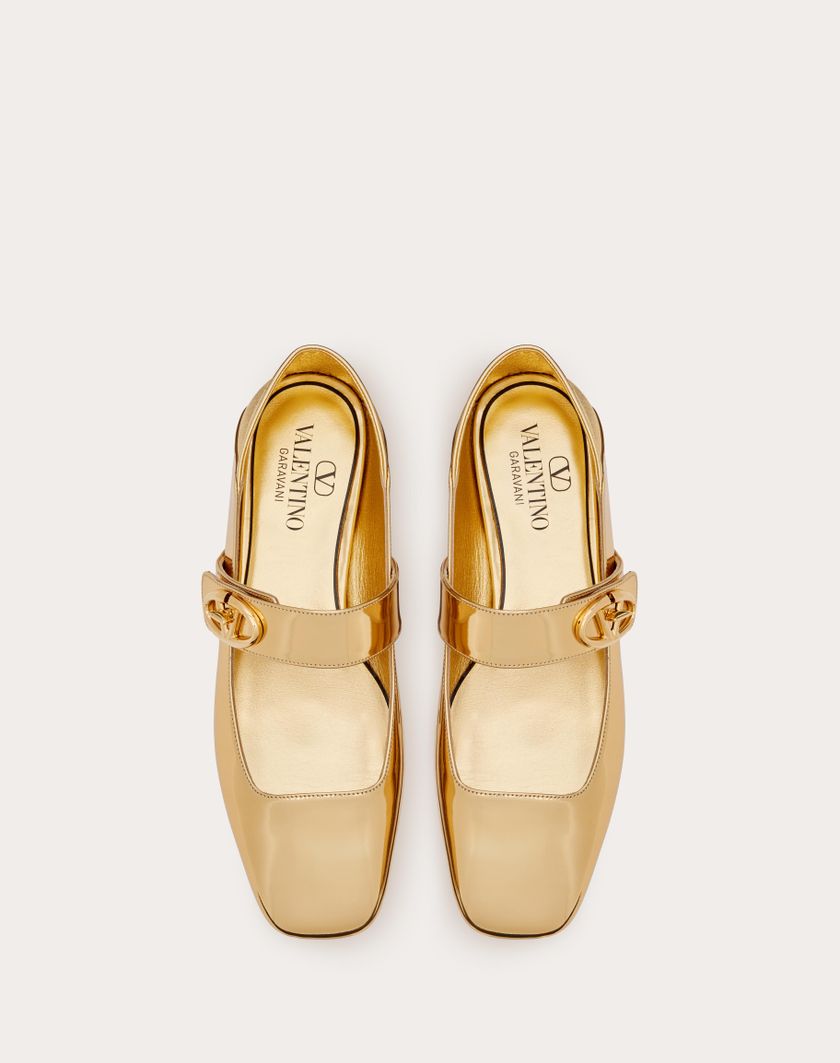 Valentino Handbags Ballerina Mary-jane Vlogo Locker In Vitello Specchio per Donna in Oro | Valentino IT Prezzo basso