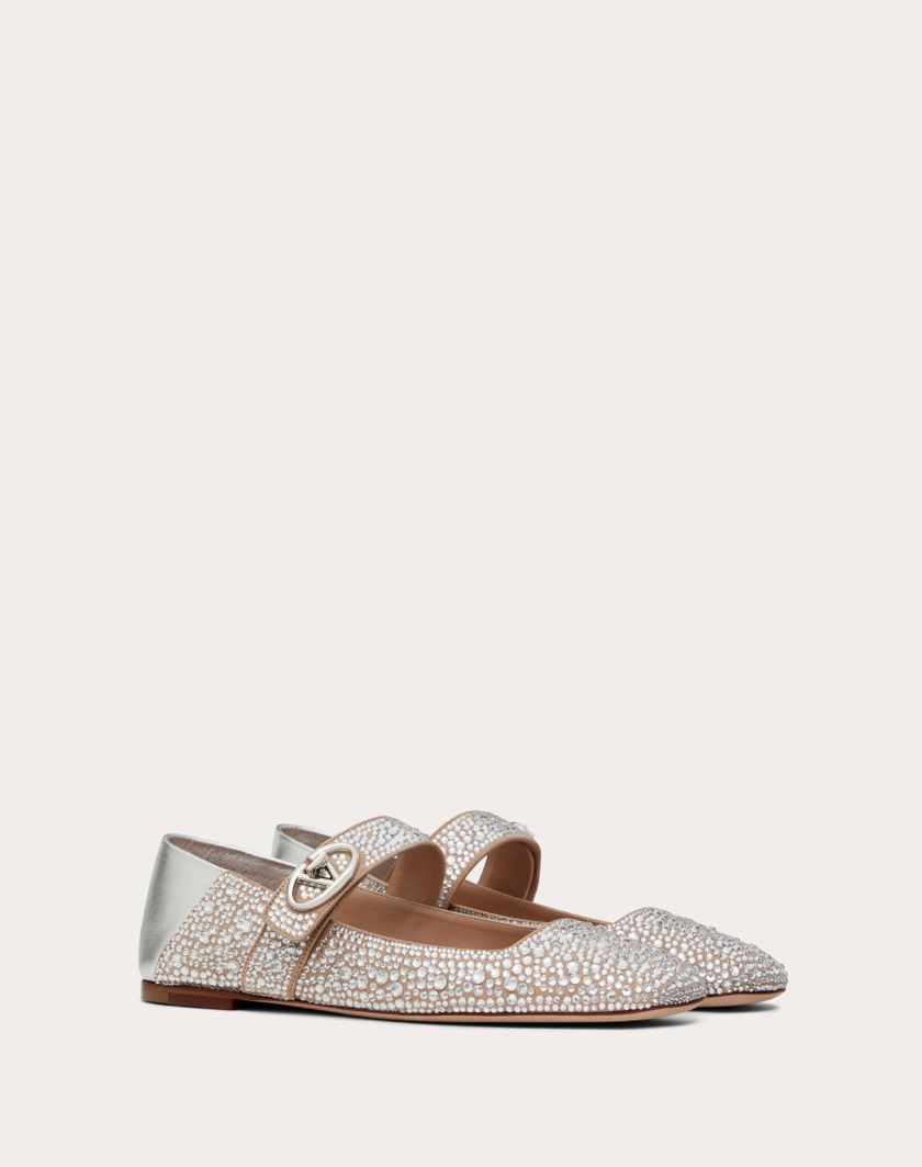 Valentino Handbags Ballerina Mary-jane Vlogo Locker Con Cristalli per Donna in Crystal/silver | Valentino IT Super Saving Price