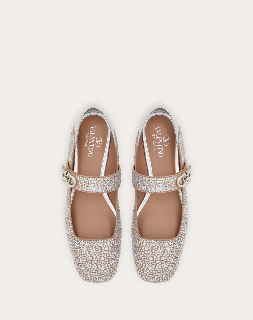 Valentino Handbags Ballerina Mary-jane Vlogo Locker Con Cristalli per Donna in Crystal/silver | Valentino IT Super Saving Price