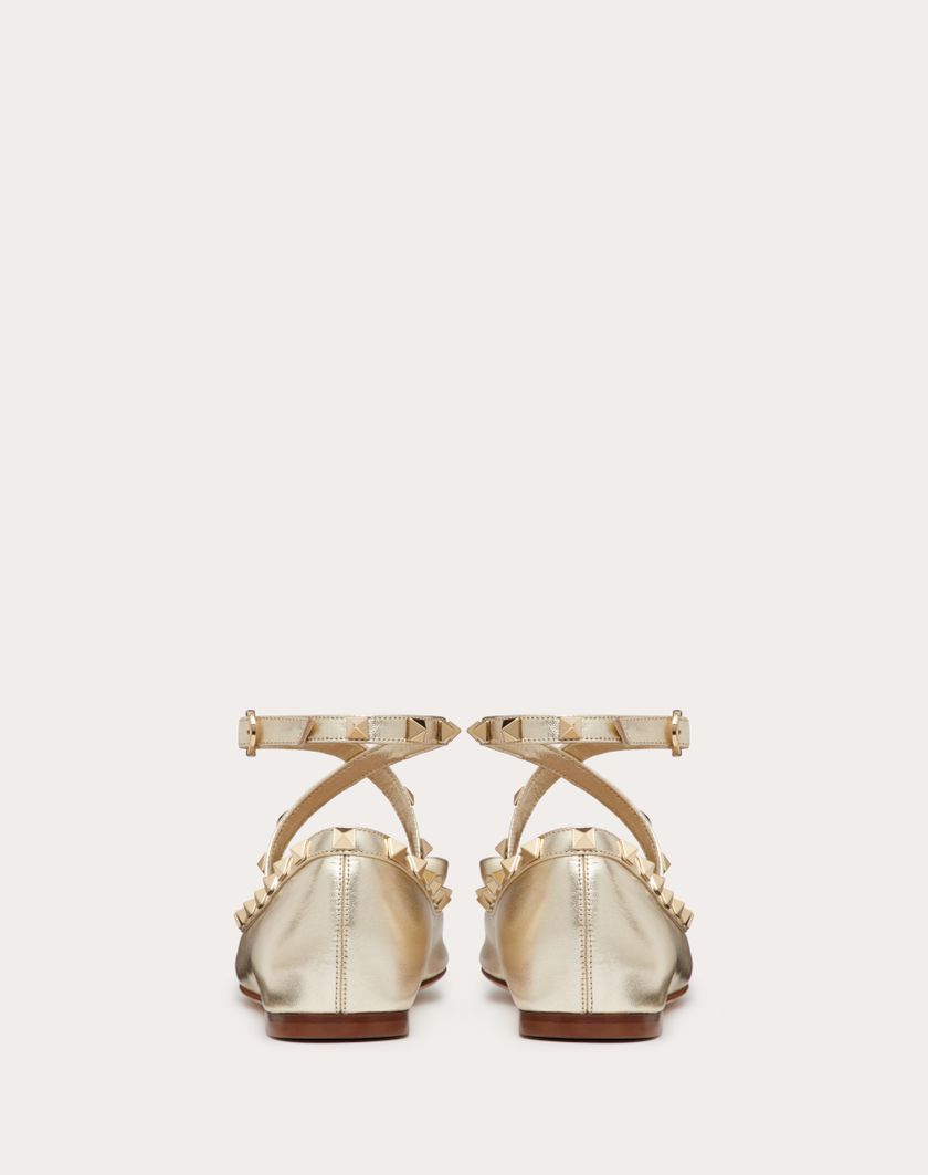 Valentino Handbags Ballerina Rockstud In Nappa Laminata per Donna in Platino | Valentino IT Rilascio limitato