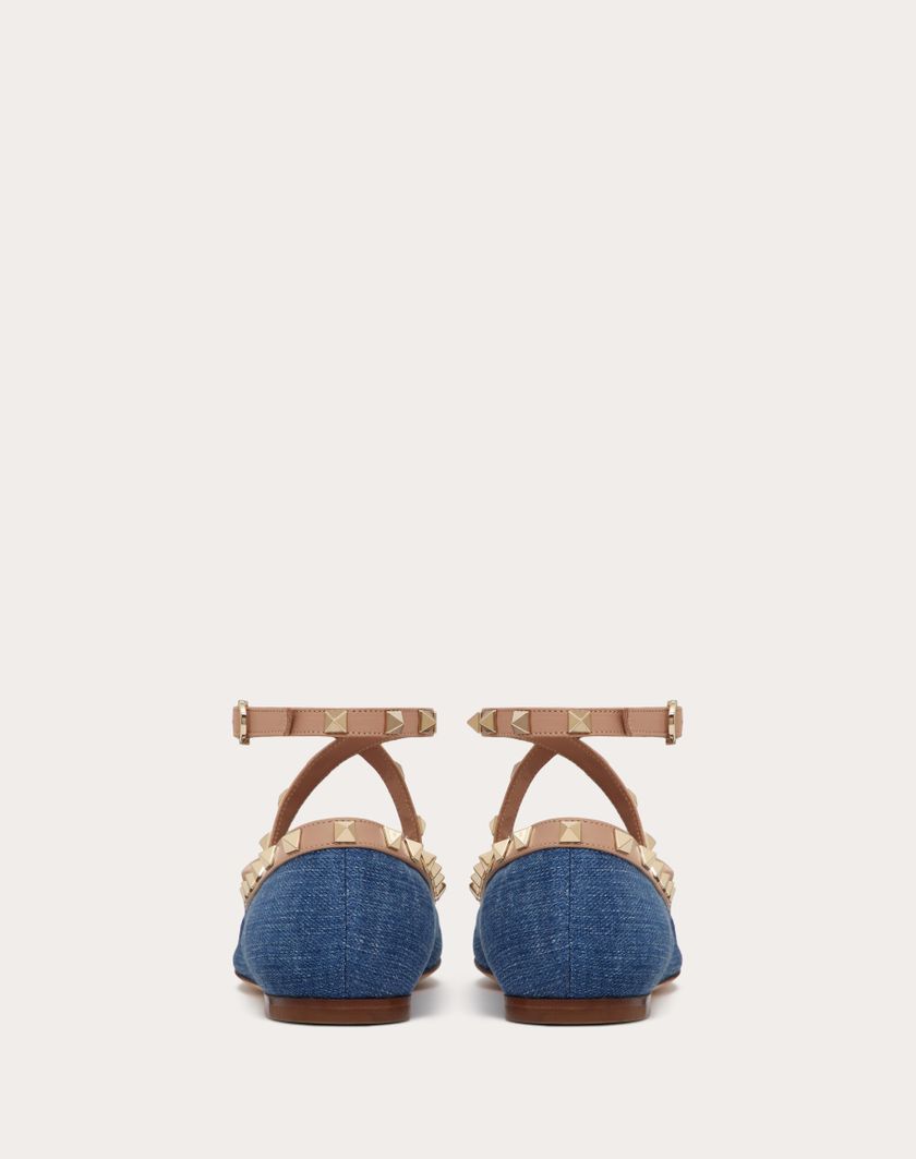 Valentino Handbags Ballerina Rockstud In Denim per Donna in Rose Cannelle | Valentino IT ACQUISTA ORA