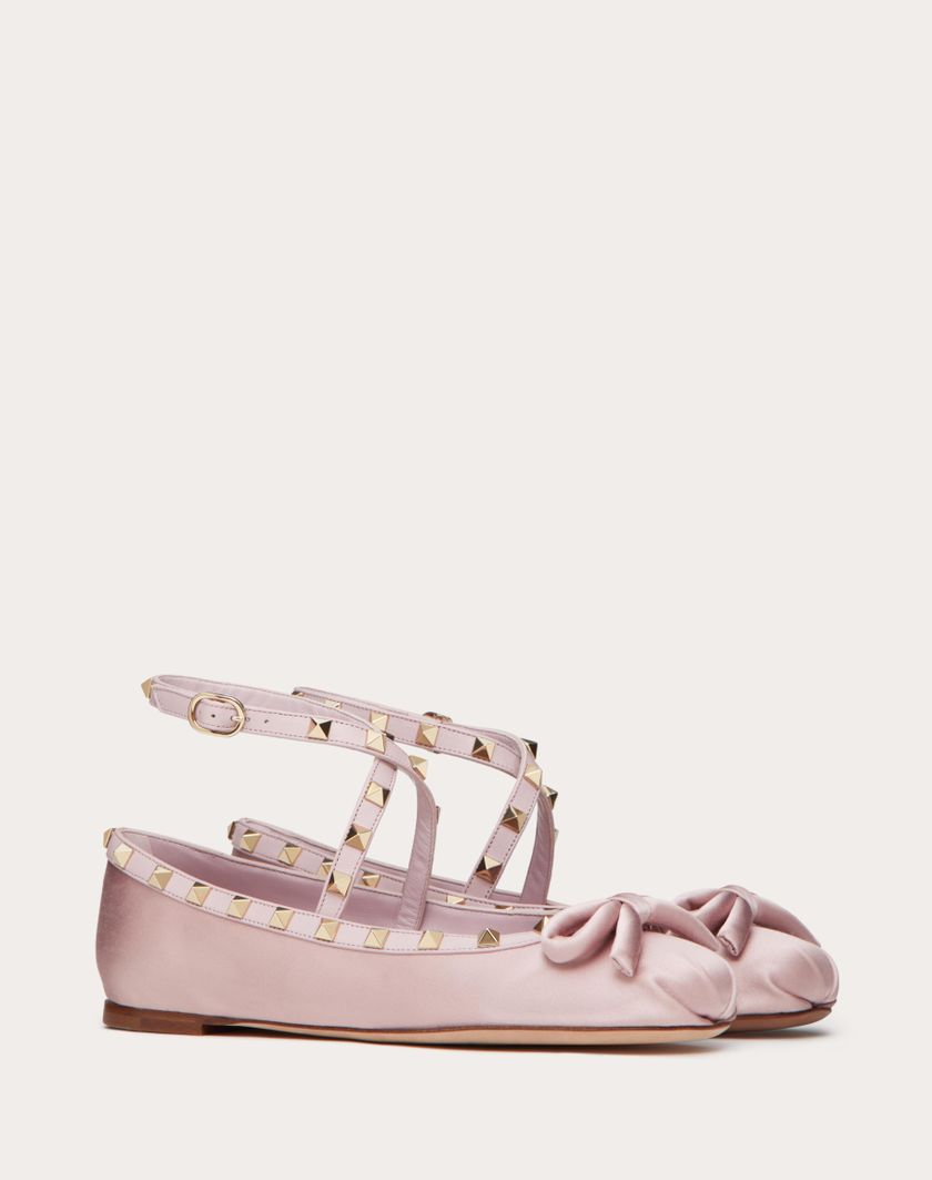 Valentino Handbags Ballerina Rockstud In Raso per Donna in Rose Cannelle | Valentino IT Ultimi due giorni
