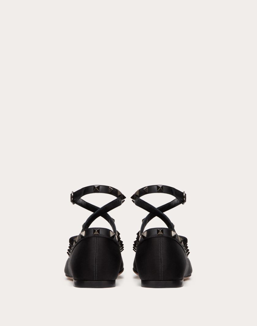 Valentino Handbags Ballerina Rockstud In Raso E Borchie In Tono per Donna in Nero | Valentino IT Promozione temporanea