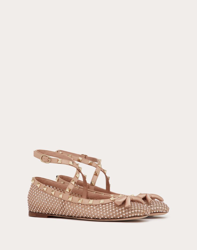 Valentino Handbags Ballerina Rockstud In Rete Con Cristalli per Donna in Rose Cannelle | Valentino IT Fino al 50% di sconto