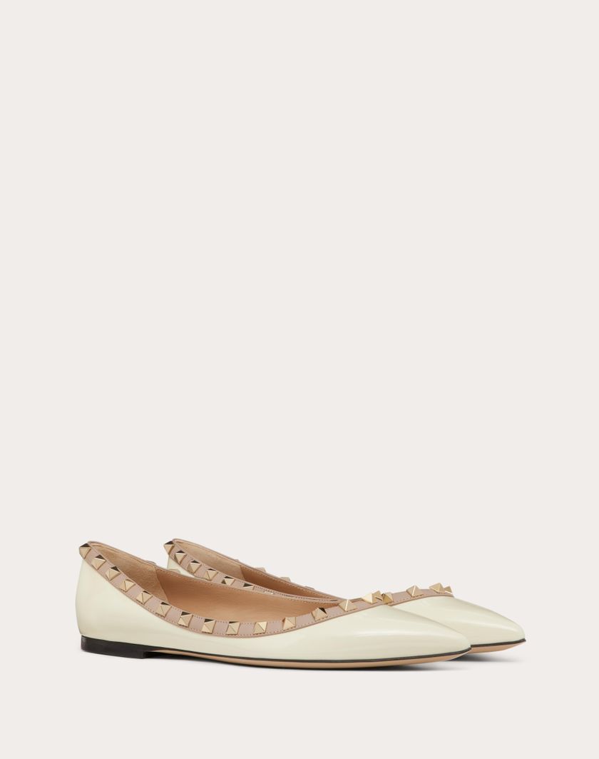 Valentino Handbags Ballerina Rockstud In Vernice per Donna in Poudre | Valentino IT Sostegno trimestrale