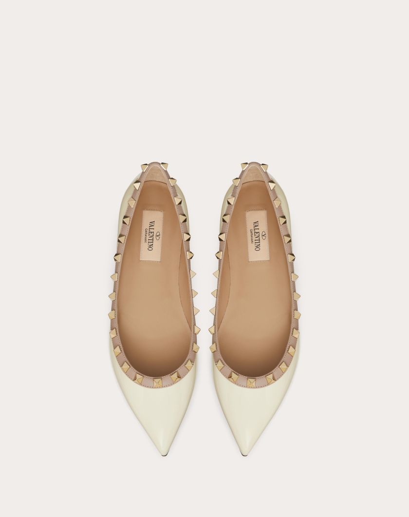 Valentino Handbags Ballerina Rockstud In Vernice per Donna in Poudre | Valentino IT Sostegno trimestrale